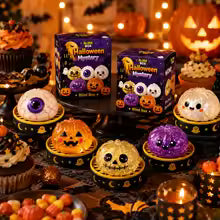 Mini Monsters Halloween mystery squishy boxes with five glitter monster characters